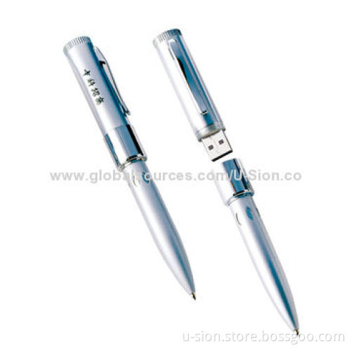 Hot Sale Metal USB Flash Disks for Free Gifts, Popular Pen-shaped Design